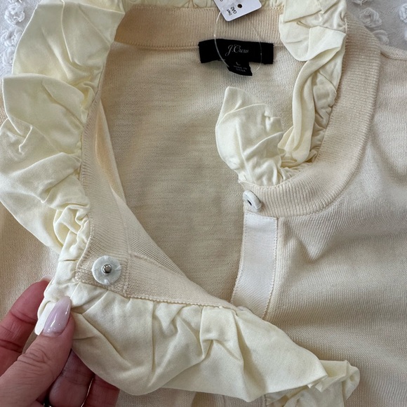 J. Crew Fine Gage Merino Wool Ruffle Cardigan Sweater - Picture 6 of 8